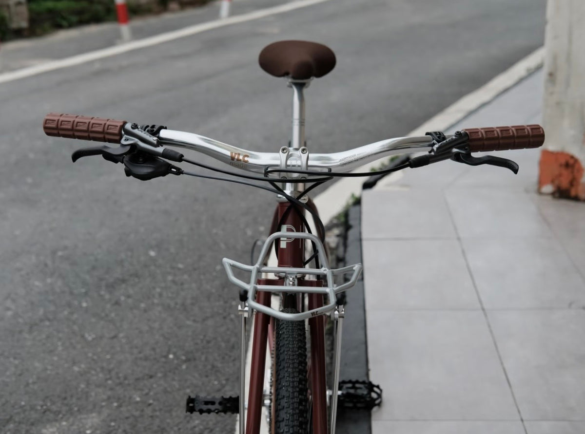 VLCmade Open Bar handlebar installed on a bicycle, front view