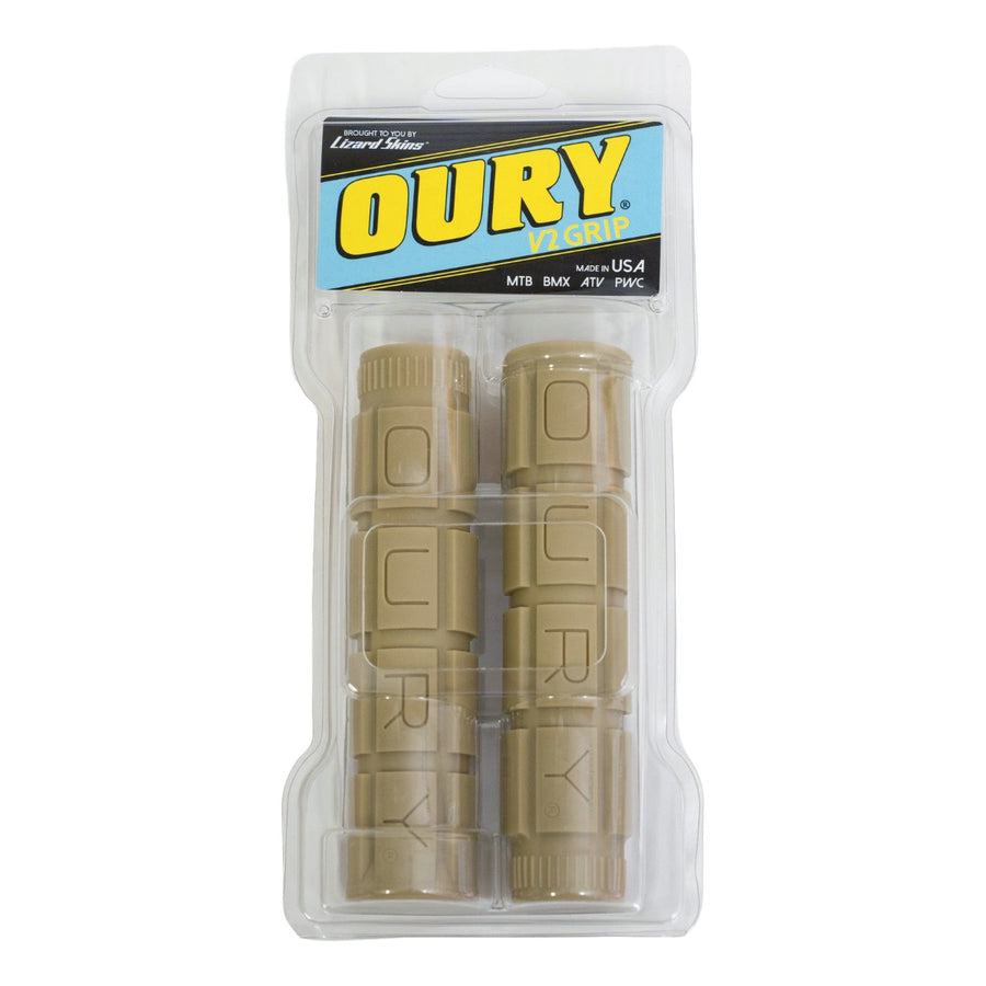 OURY V2 Single-Compound Grips — Tan / BLUE LUG Special
